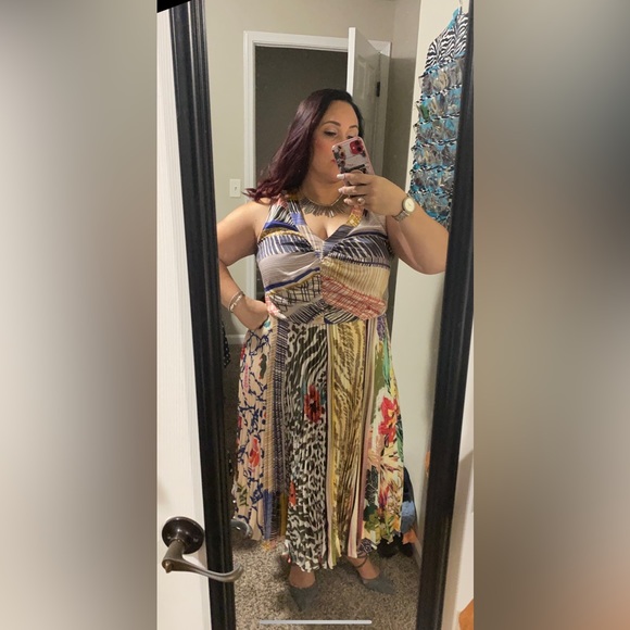 Made in India- eisha desion-? MultiColor sleeveless pleated- size 18W - Picture 3 of 11